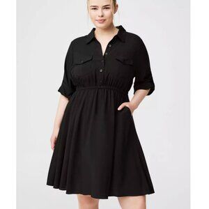torrid Black Button-Front Fit-and-Flare Shirt Dress